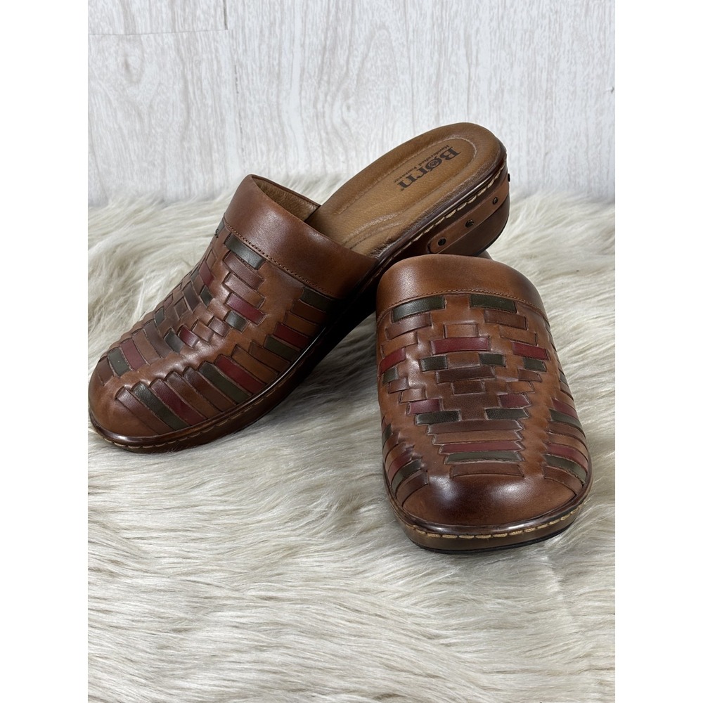 Born Yucatan Clogs Womens 11 Brown Woven Leather Mule‎ Wedge Boho Comfort